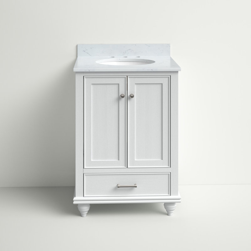 Three Posts™ Belton 24'' Freestanding Single Bathroom Vanity with Marble Vanity Top & Reviews